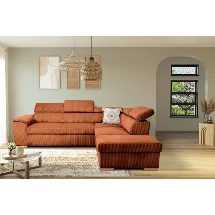 Canapé d'Angle Convertible Réversible 5 Places 260x216 cm