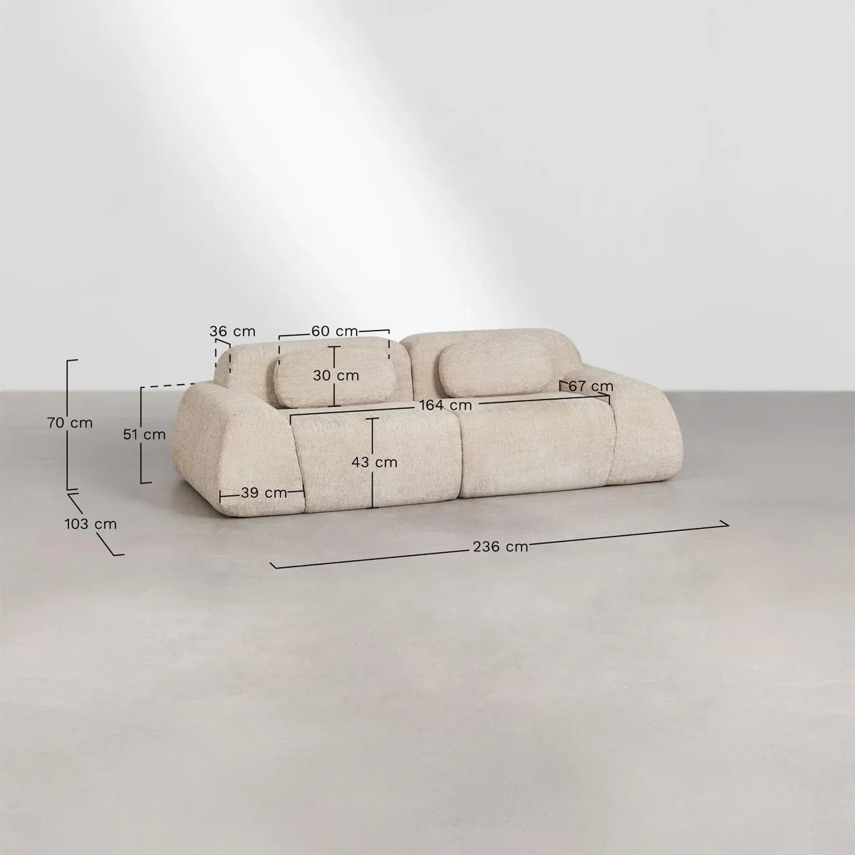 Merida Canapé Modulaire 2 Pièces en Chenille