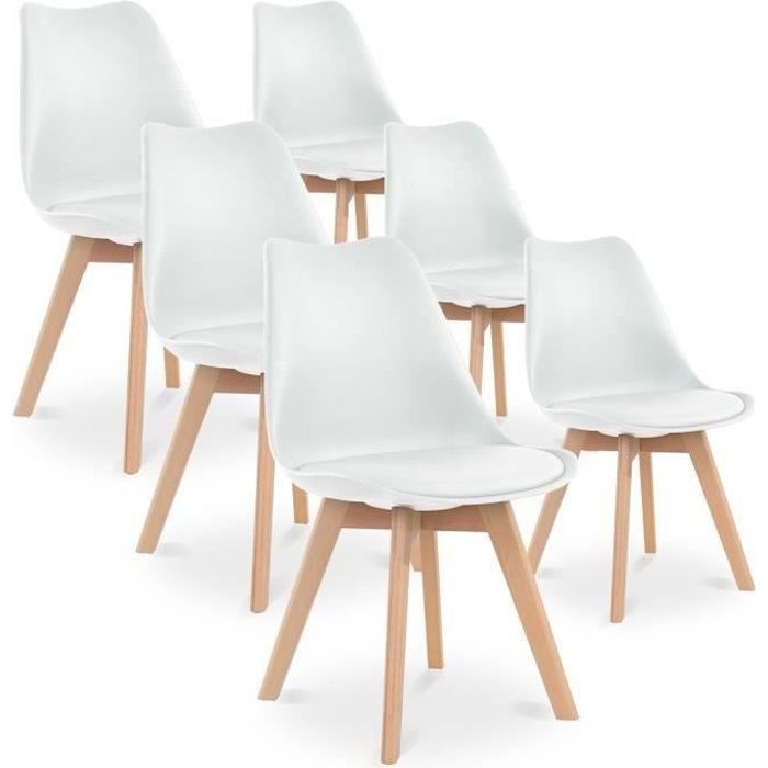 Chaises Scandinaves en Bois Lot de 6 48x43 cm
