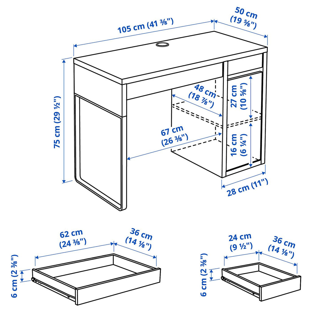 MICKE Bureau 105x50 cm