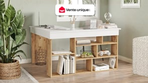 LILEUL Bureau d'Angle avec Rangements 129x120 cm