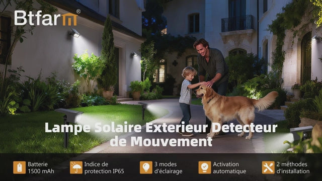 Spots Solaires Extérieurs LED avec Détecteur de Mouvement Blanc Chaud