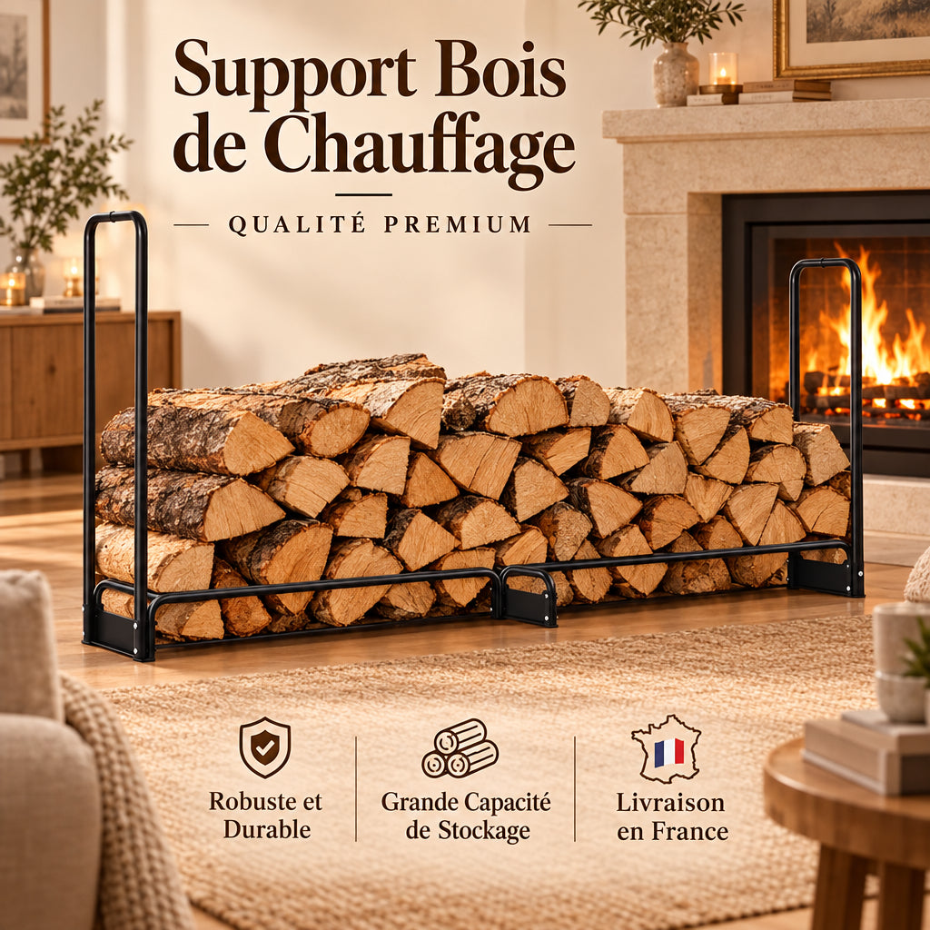 Support à Bois de Chauffage avec Housse 259x36x117 cm